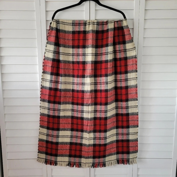 Steve Madden Double Sided Red Plaid Gimham Oversized‎ Scarf - Picture 1 of 6